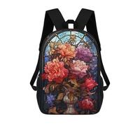 sinyumoney Nature Flowers Glass Rucksack Rucksack Casual Daypacks School Work Travel Bag for School/Work/Travel 17inch