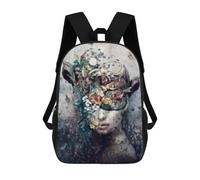 sinyumoney Nature's Crown Floral Artwork Kids Backpack Girls 3D School Bags Children's 17 Inch Rucksack Toddler Schoolbag,Casual Daypacks Fashion Bookbag Bag