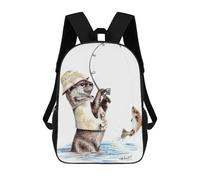 sinyumoney Natures Fisherman Backpack 3D Printed Children's School Backpack for Kids High Capacity Travel Rucksacks Book Bags Kids School Bag Back Pack 17inch