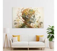 sinyumoney Nature's Harmony A Woman's Connection with Plants Living Room Canvas Wall Art for Bedroom Office Bathroom Decor Hallway Pictures 16x24inch(40x60cm)
