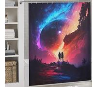 sinyumoney Nebula Lovers Landscape Anti-Mould Proof Resistant Fabric Polyester Decor Bath Curtains for Travel Trailer 69.69x70.87Inch（177x180cm）