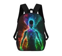 sinyumoney Neon Alien Energy School Backpack for Girls Backpack Water Repellent Casual Daypack Lightweight Rucksack Boy Girl School Backpack 17inch