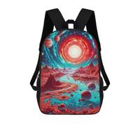 sinyumoney Neon Alien World Backpacks Kids Student Schoolbag 3D Printed Backpacks Elementary And Middle School Students Backpacks for Boys Girls 17inch