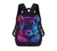 sinyumoney Neon Animal Headphones Art Print Backpack School Rucksack Casual Daypacks School Work Travel Bag for Men, Women & Teenage Boys 17inch