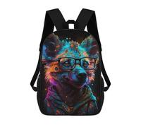 sinyumoney Neon Animal Portrait with Glasses 3D Printed 17 Inch School Backpack Children's Backpacks 3D Printed Cool Knapsack for Boys Elementary And Middle