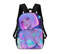 sinyumoney Neon Anime Girl for Gaming Room Backpack School Large School Backpack for Boys for Teenage Girls Boys Women Men 17inch