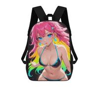 sinyumoney Neon Anime Girl in Bikini Children's Backpack, Schoolbag Large Capacity Students Bookbag Rucksack Knapsack for Boys Girls Adults Teen 17inch