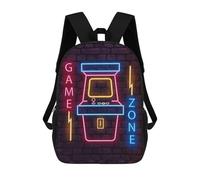 sinyumoney Neon Art Console Game Zone School Backpack Daypacks Business Backpack Water Resistant Bookbag for Campus Outdoor Travel Sports 17inch