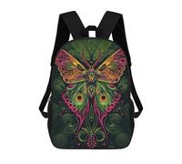sinyumoney Neon Art Nouveau Moth Backpack School Bag Large Lightweight Casual Backpack for Campus Outdoor Travel Sports 17inch