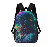 sinyumoney Neon Astronaut Artwork Backpack School Bag Large School Backpack for Boys for Camping Outdoor Adventures And Daily Travel 17inch