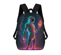 sinyumoney Neon Astronaut Cosmic Energy Children's Backpack, Schoolbag Large Capacity Students Bookbag Rucksack Knapsack for Boys Girls Adults Teen 17inch