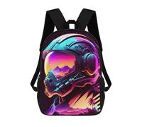 sinyumoney Neon Astronaut Helmet Artwork School Bag 3D Printed Children's School Backpack Casual Fashion Travel Backpacks for Kids School Students 17inch