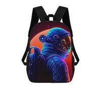 sinyumoney Neon Astronaut in Space -1 Kids Backpacks,3D Personalized School Bookbags for Boys Girls Large Schoolbags Casual Daypack 17inch
