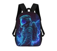 sinyumoney Neon Astronaut in Space -4 Kids Backpacks,3D Personalized School Bookbags for Boys Girls Large Schoolbags Casual Daypack 17inch