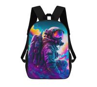 sinyumoney Neon Astronaut in Space -7 Backpacks Kids School Backpack School Bag 3D Printed School Bag for Boys Elementary And Middle School Students 17inch
