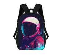 sinyumoney Neon Astronaut in Space -8 Children's Backpacks School 3D Printed Bag Bookbag for Kids Travel Rucksacks Boy Girl Book Bags Kids School Bag 17inch