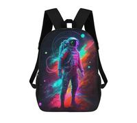 sinyumoney Neon Astronaut in Space -9 Backpacks Kids School Backpack School Bag 3D Printed School Bag for Boys Elementary And Middle School Students 17inch