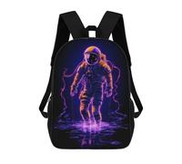 sinyumoney Neon Astronaut School Backpack Water Resistant Travel Backpack Computer Bag for School/Work/Travel 17inch
