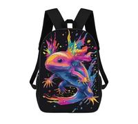 sinyumoney Neon Axolotl Splash School Backpack Business Laptop Rucksack Bag Unisex Casual Daypack for Boys/Girls/Teenagers 17inch