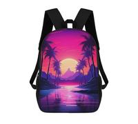 sinyumoney Neon Beachfront Symphony Backpacks Kids School Backpack School Bag 3D Printed School Bag for Boys Elementary And Middle School Students 17inch