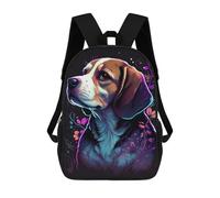 sinyumoney Neon Beagle Portrait Backpacks Kids School Backpack School Bag 3D Printed School Bag for Boys Elementary And Middle School Students 17inch