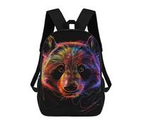sinyumoney Neon Bear Face Art Print Backpack School Bag Fashion Stationery Backpack Waterproof Casual Daypacks- Perfect for Travel, Work And Daily Use 17inch