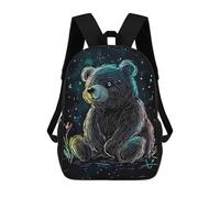 sinyumoney Neon Bear Illustration Backpack School Business Laptop Rucksack Bag Unisex Casual Daypack for Girls Boys Teenage 17inch