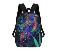 sinyumoney Neon Bird in Jungle Backpacks Kids School Backpack Fashion School Bag 3D Printed School Bag for Boys Elementary And Middle School Students 17inch