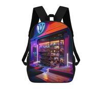 sinyumoney Neon Bookstore Glow School Bag 3D Printed Backpacks Fashion Kids School Backpack Boys Rucksacks for Boys Middle School Students 17inch