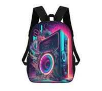 sinyumoney Neon Boombox Vibes Backpack for Boys Teen Students, Girls Rucksack Bags Toddler Elementary Middle School Bookbag 17inch