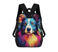 sinyumoney Neon Border Collie Backpack School Bag School Secondary High School College Backpack Travel for Boys/Girls/Teenagers 17inch