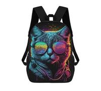 sinyumoney Neon Cat Backpacks, Kids Backpack Student School Bag 3D Printed Travel Backpacks Fashion Accessory Backpack Children Waterproof School Bags 17inch
