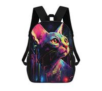 sinyumoney Neon Cat Cityscape Kids Backpacks,3D Personalized School Bookbags for Boys Girls Large Schoolbags Casual Daypack 17inch