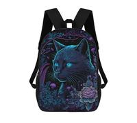 sinyumoney Neon Cat in Flowers Backpack School Rucksack Casual Daypacks School Work Travel Bag for Camping Outdoor Adventures And Daily Travel 17inch
