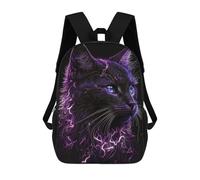 sinyumoney Neon Cat Portrait -10 3D Printed Children's School Backpack for Kids Travel Rucksacks Book Bags Kids School Bag 17inch