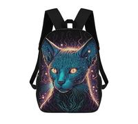 sinyumoney Neon Cat Portrait-3 Backpack School Water Resistant Travel Backpack Computer Bag for Girls Boys Teenage 17inch