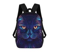 sinyumoney Neon Cat Portrait -3 School Bags Daypacks Business Backpack Water Resistant Bookbag for Boys/Girls/Teenagers 17inch