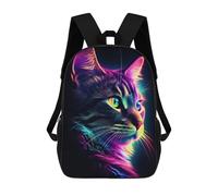 sinyumoney Neon Cat Portrait-8 Children's Backpack, Schoolbag Large Capacity Students Bookbag Rucksack Knapsack for Boys Girls Adults Teen 17inch