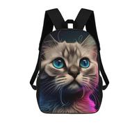 sinyumoney Neon Cat Portrait -8 School Bags Water Resistant School Bag Business Backpack for Boys/Girls/Teenagers 17inch