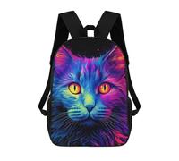 sinyumoney Neon Cat Portrait -9 School Bag 3D Printed Children's School Backpack Casual Fashion Travel Backpacks for Kids School Students 17inch