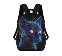 sinyumoney Neon Cat Portrait Artwork School Bag Backpack Teen Schoolbag 3D Printing Adjustable Schoolbag Fashion Pocket Bag for Kids Boys Girls Students And Teenagers Fans 17inch
