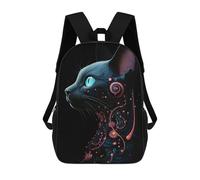 sinyumoney Neon Cat Profile School Bags Daypacks Business Backpack Water Resistant Bookbag for Boys/Girls/Teenagers 17inch
