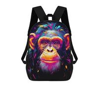 sinyumoney Neon Chimpanzee 3D Printed 17inch School Bag Children's School Backpack Travel Backpacks Casual Fashion Bag for Kids School Students