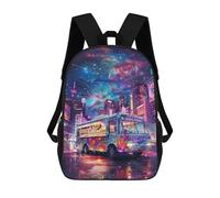 sinyumoney Neon City Food Truck Backpack School Water Resistant Travel Backpack Computer Bag - Perfect for Travel, Work And Daily Use 17inch