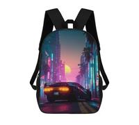 sinyumoney Neon Cityscape-2 Backpacks 3D Printed Kids School Backpack School Bag Fashion Rucksacks for Boys Elementary And Middle School Students 17inch