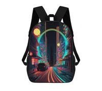 sinyumoney Neon Cityscape-87 Backpacks 3D Printed Kids School Backpack School Bag Fashion Rucksacks for Boys Elementary And Middle School Students 17inch