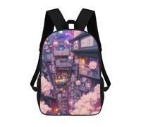 sinyumoney Neon Cityscape Aesthetic Urban View Kids School Backpack 3D Printed Backpacks Fashion School Bag Rucksacks for Boys Elementary And Middle School Students 17inch