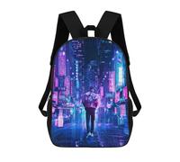 sinyumoney Neon Cityscape Alone in Lights Kids Backpack, Backpack School Bag, Backpacks Kids School 3D Printed School Bags for Elementary And Middle School Students Teens Birthday Gift 17inch