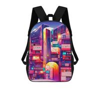 sinyumoney Neon Cityscape Backpack School Computer Rucksack for School/Work/Travel for Boys/Girls/Teenagers 17inch