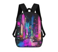 sinyumoney Neon Cityscape Crayon Scratch Art Kids Backpack, Kids School Bag 3D Printed School Backpacks for Boys And Teenager School Students 17inch
